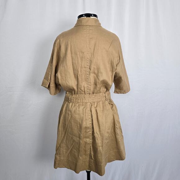 Banana Republic Utility Shirt Dress Women's XL Tan Belted Short Sleeve NWT - Picture 2 of 16